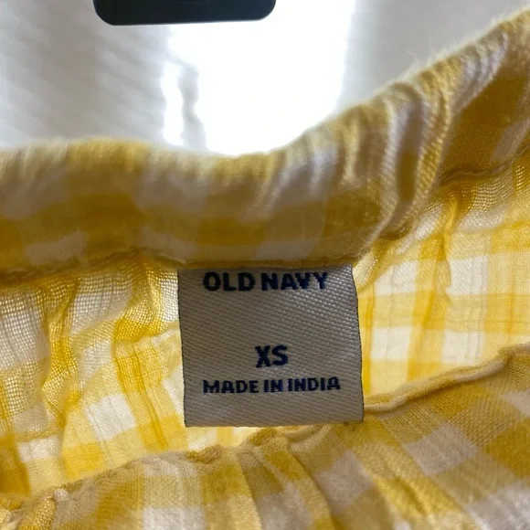 Old Navy Yellow Gingham Off-Shoulder Blouse, Size XS - Picture 2 of 6